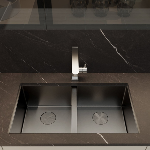 DAX Handmade Nanometre Double Bowl Undermount Kitchen Sink - Black Stainless Steel 304 - (DAX-NB3218-R10) Supply - Image 3
