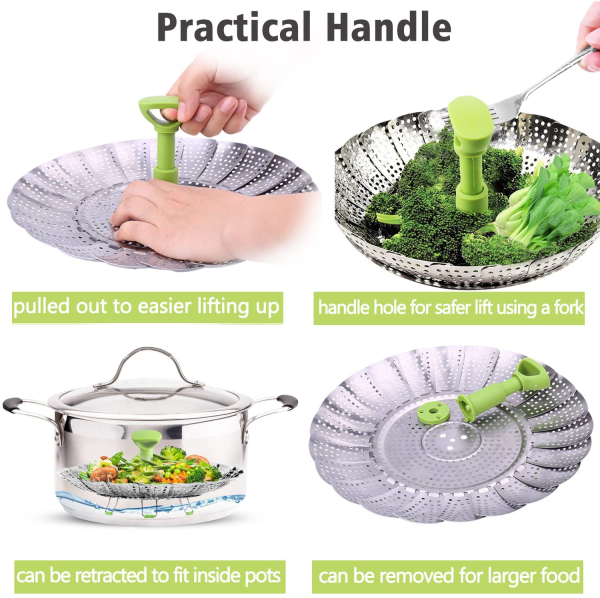 Steamer Basket Stainless Steel Vegetable Steamer Basket Folding Steamer Insert for Veggie Fish Seafood Cooking, Expandable to Fit Various Size Pot (5.1  to 9 ) Sale - Image 4