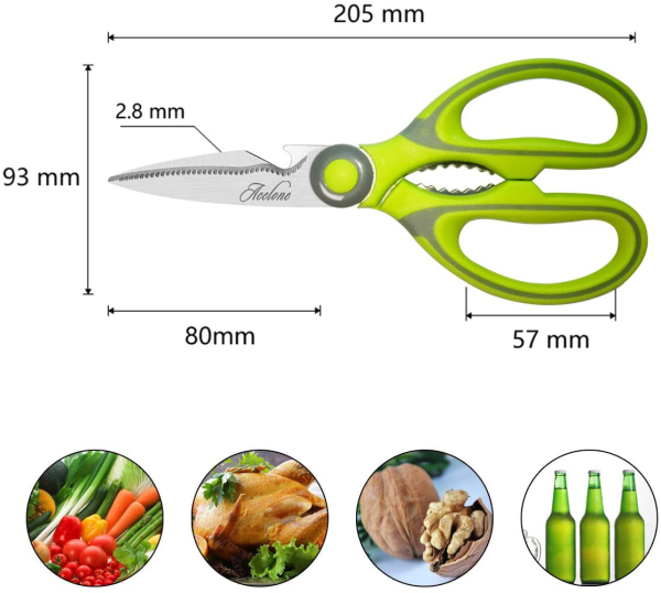 Kitchen Shears, Acelone Premium Heavy Duty Shears Ultra Sharp Stainless Steel Multi-function Kitchen Scissors for Chicken Poultry Fish Meat Vegetables Herbs BBQ… (Light Green) Online Sale - Image 5
