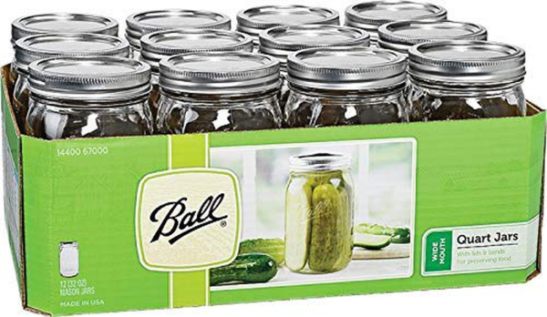 Ball Mason 32 oz Wide Mouth Jars with Lids and Bands, Set of 12 Jars. Sale